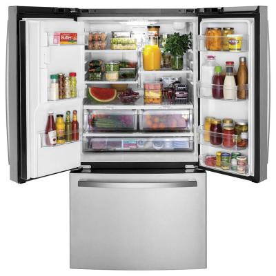 36" GE 20.6 Cu. Ft. Counter Depth French-Door Refrigerator in Stainless Steel - GYE21JYMFS