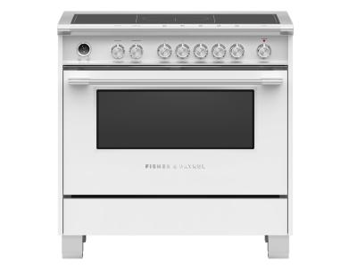 36" Fisher & Paykel Series 9 Classic Induction Range With SmartZone In White - OR36SCI6W1