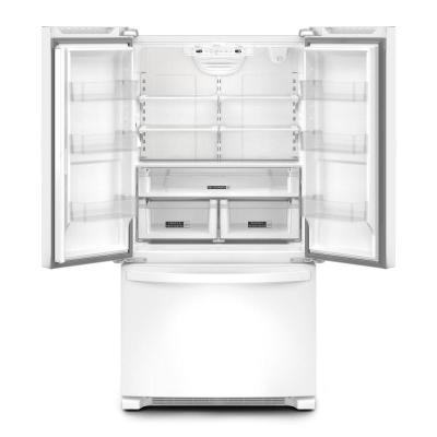 36" Whirlpool 20 Cu. Ft. French Door Bottom Mount Counter Depth Refrigerator in White - WRFC2036RW