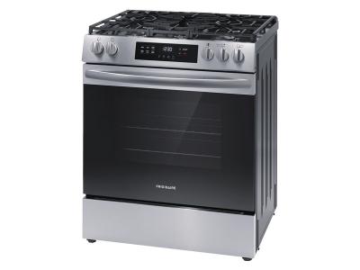 30" Frigidaire Front Control Freestanding Gas Range in Stainless Steel - FCFG3062AS