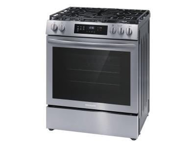 30" Frigidaire Front Control Freestanding Gas Range in Stainless Steel - FCFG3083AS