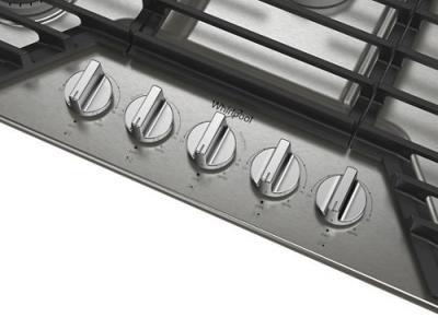 36" Whirlpool Gas Cooktop with EZ-2-Lift™ Hinged Cast-Iron Grates - WCGK5036PS