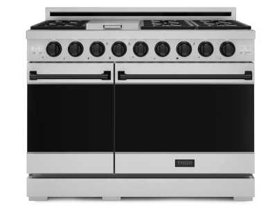 Thorkitchen Gordon Ramsay Series Professional Gas Range with Pro-Style Knobs in Stainless Steel/Black - RSG48E-BLK