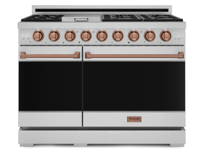 Thorkitchen Gordon Ramsay Series Professional Gas Range with Pro-Style Knobs in Stainless Steel/Rose Gold - RSG48E-RSG