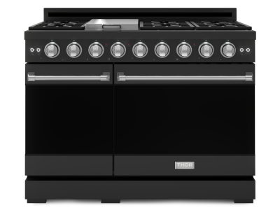 Thorkitchen Gordon Ramsay Series Professional Gas Range with Pro-Style Knobs in Black/Stainless Steel - RSG48EB-SS