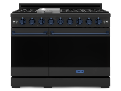 Thorkitchen Gordon Ramsay Series Professional Gas Range with Pro-Style Knobs in Black/Blue - RSG48EB-BLU