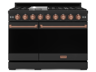 Thorkitchen Gordon Ramsay Series Professional Gas Range with Pro-Style Knobs in Black/Rose Gold - RSG48EB-RSG