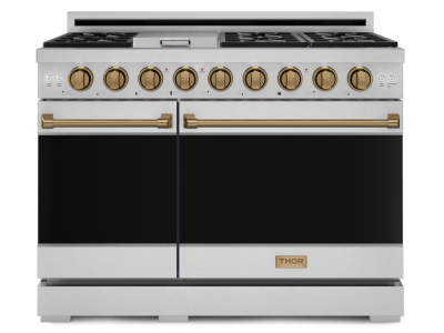 Thorkitchen Gordon Ramsay Series Professional LP Range with Pro-Style Knobs in Stainless Steel/Bronze - RSG48ELP-BRZ