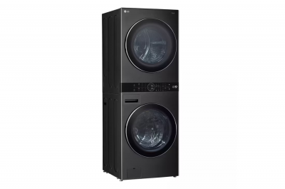 27" LG Single Unit WashTower with 5 Cu. Ft. Washer and 7.8 Cu. Ft. Dryer with Center Control in Black Steel - WKHC252HBA